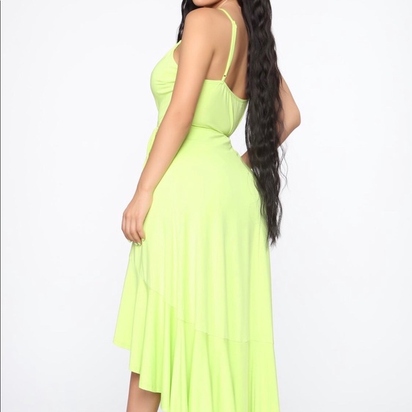 Lime Green Wrap Dress - Picture 2 of 3